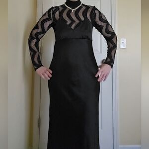 Italian Black Lace Crochet Slip Tank Dress Witchy Whimsigoth Formal